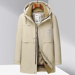 2024 new arrival winter jacket hooded 90% white duck down jackets men,mens fashion thicken warm parkas trench coat male clothing