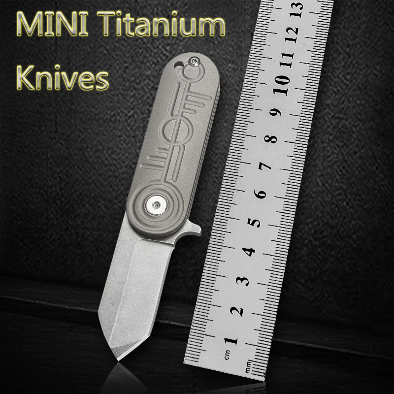 

Titanium alloy mini knife S35VN Steel folding sharp pocket EDC portable emergency tools keychain accessoriess multiple choice