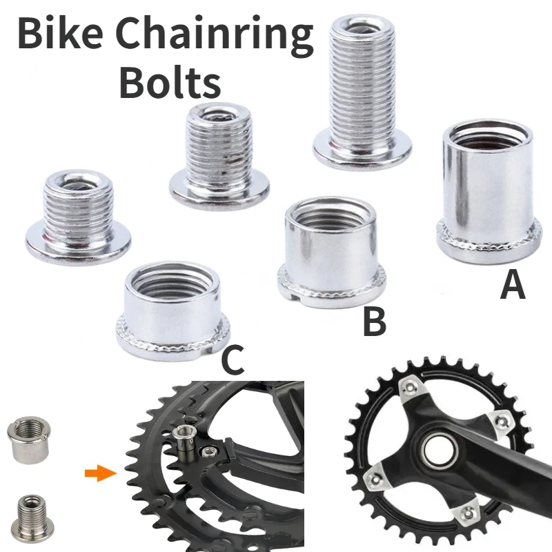 4 Pairs Bike Chainring Bolts Monoplate or Double or Three Plate Crankset Fixing Nuts Mountain Bicycle Crankset Parts Accessories