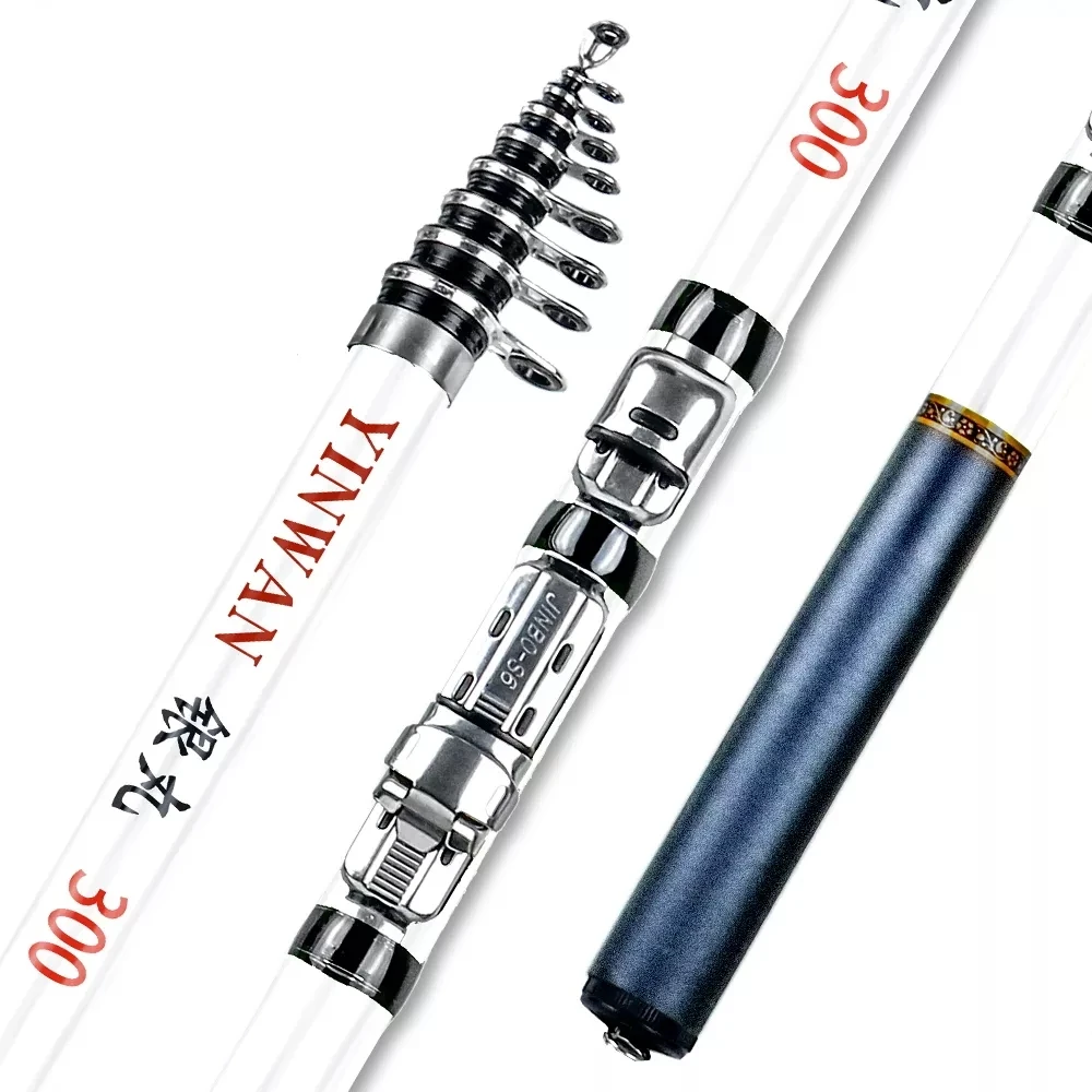 Josby เครื่องป้อนด้วยกล้องโทรทรรศน์แบบพกพาน้ำหนักเบามากคาร์บอนไฟเบอร์เบ็ดตกปลาการหมุนสำหรับน้ำเค็ม/น้ำจืด3.0/2.7/2.4/2.1/1.8/1.5M