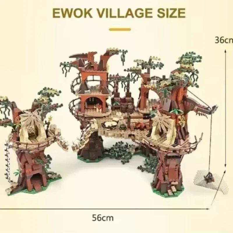 Bangunan Desa Ewok untuk Dewasa, Mainan Bata untuk Anak-Anak, Hadiah Ulang Tahun Natal untuk Anak-Anak