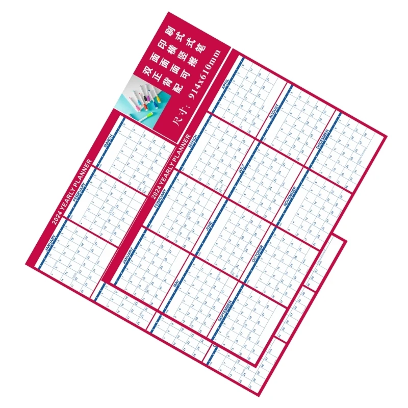 K1AA 12 Month Annual Yearly Wall Planner 2024 Yearly Planner Gift for Women Men