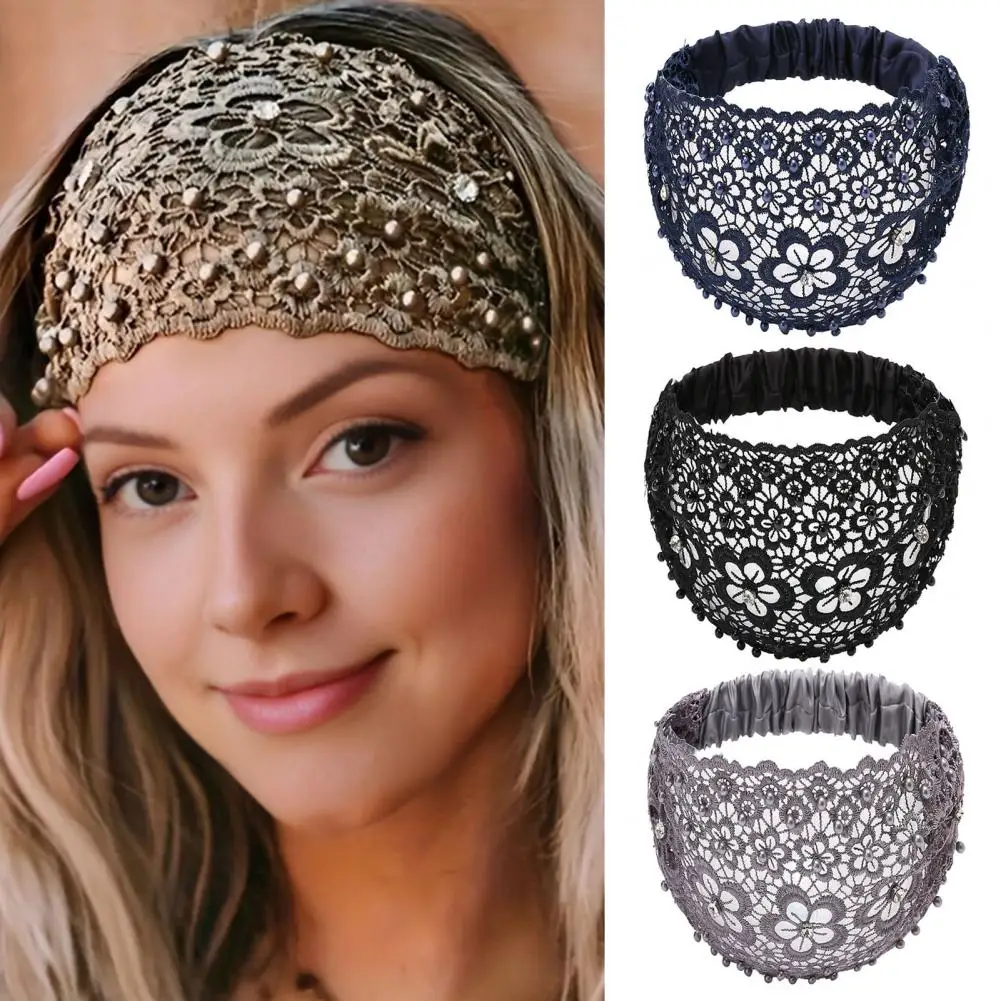 Bohemian Headband Flexible Hairband 3/4pcs Women Hairband Set Faux Pearl Embellished Wide Headbands Bohemian Style Festival Hair
