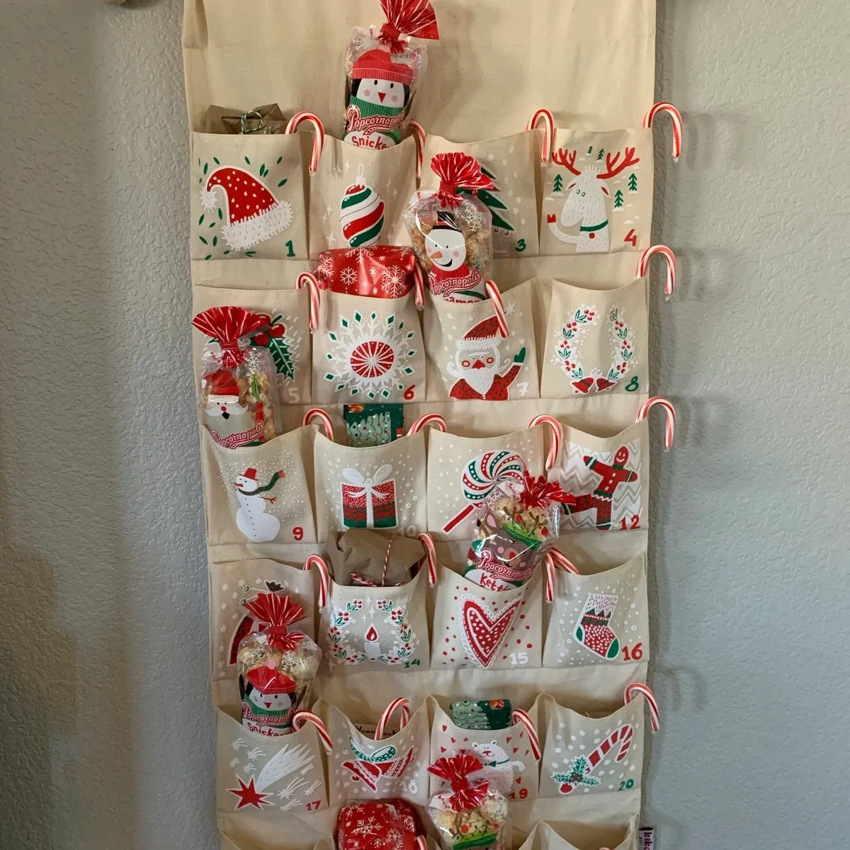 

Personalized Christmas Advent Calendar Reusable Fabric Wall Hanging Farmhouse Advent Calendar for Kids Christmas Countdown Decor