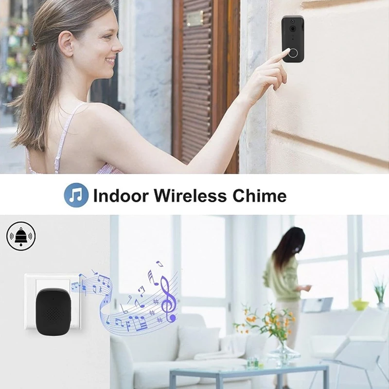 Doorbell Camera, 1080P Wire Less Doorbell Camera Wifi Network Connection, Voice Conversion,2 Way Talk