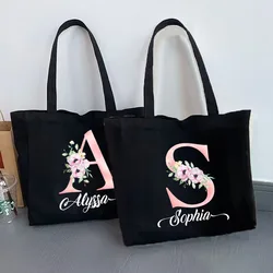 Personalized Initial with Name Tote Bag Bridesmaid Handbag Bachelorette Party Shoulder Bag Wedding Birthday Holiday Gift for Her