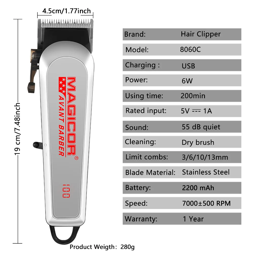 Hair Trimmer Electric Hair Clipper Hair Cutting Machine LED Display Fashion Silver Provides Salon-quality Home Beauty Services