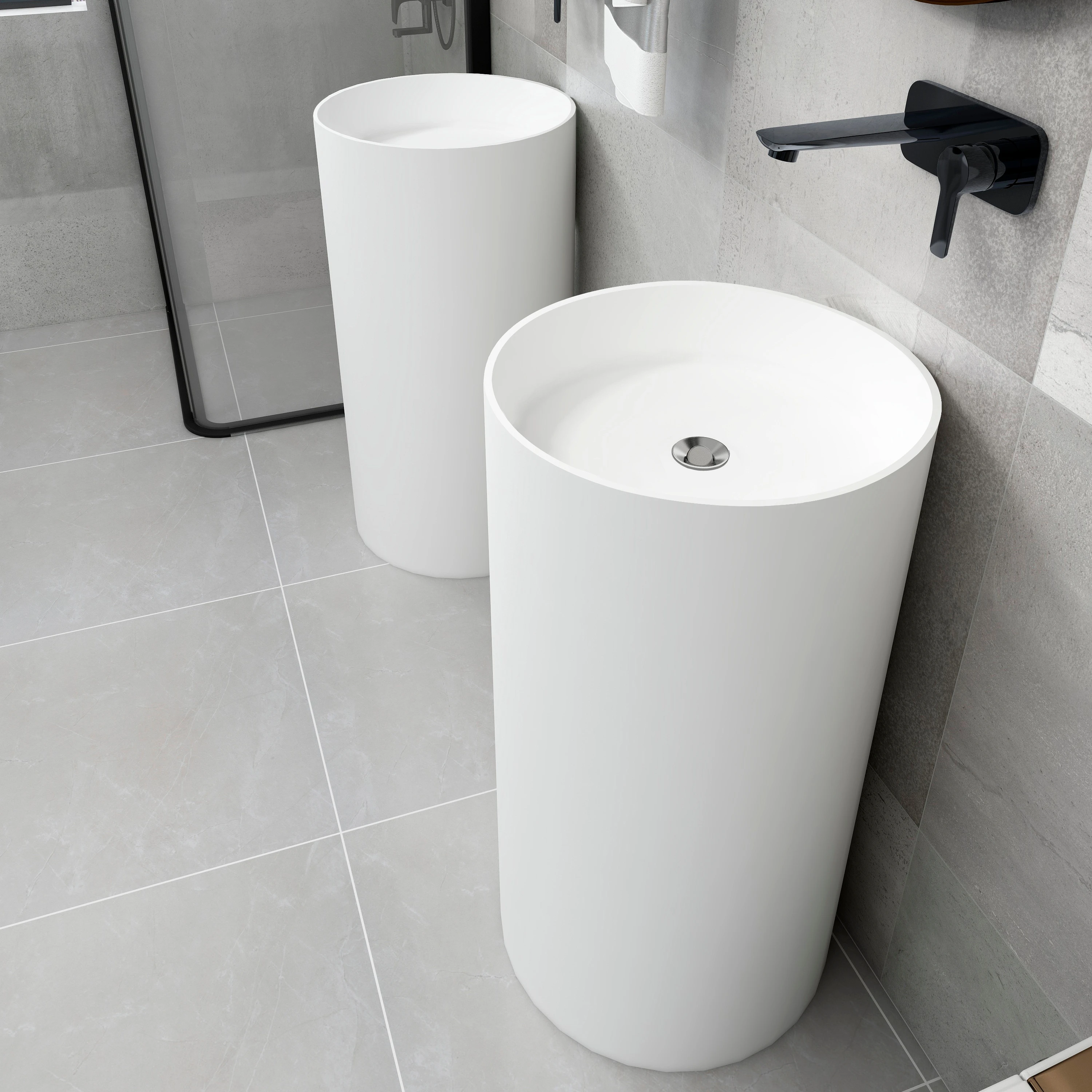 Artificial Stone Resin Stone  Pedestal Basin Wholesales Factory Stand Sink Price