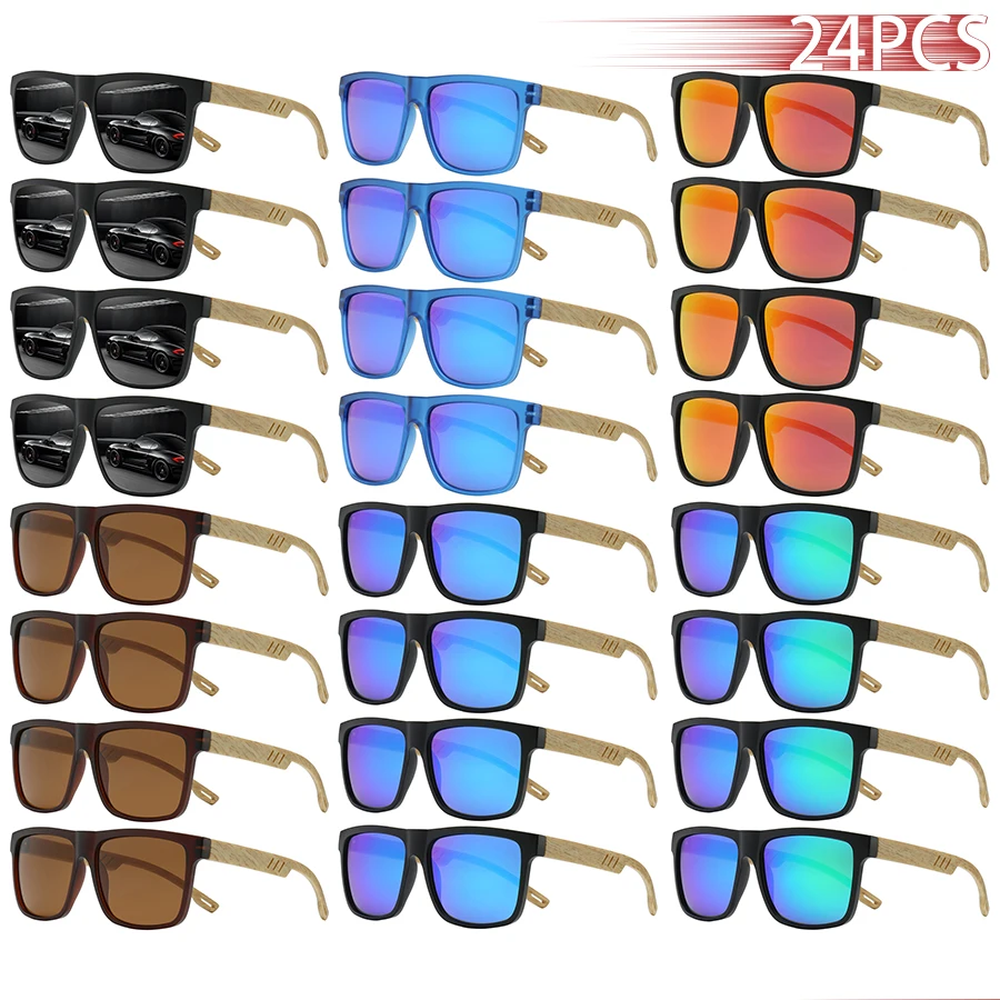 

24PCS Fashion UV400 Square Sunglasses Set for Unisex Trendy Lightweight Protective Glasses for Driving And Fishing Colorful