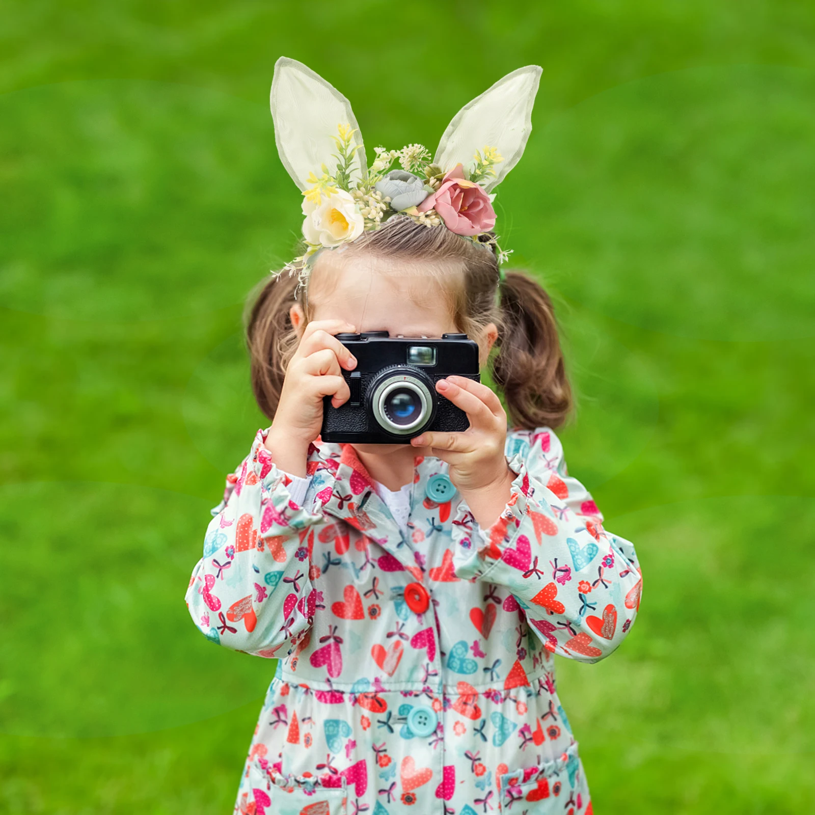 

Rabbit Ears Headband Artificial Flower Lightweight Teens Outdoor Photo Party Bunny Ears Accessories Women Baby Hairstyling Tool
