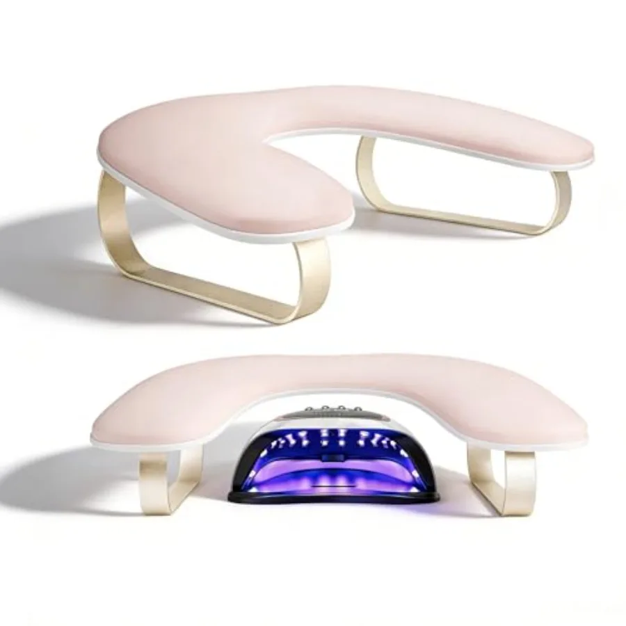 Arm Rest for Nails Tech Upgraded 10 Inclined, U-Shaped Manicure Nail Arm Rest Stand, Pink Nail Armrest for Nail Tech Hand Rest