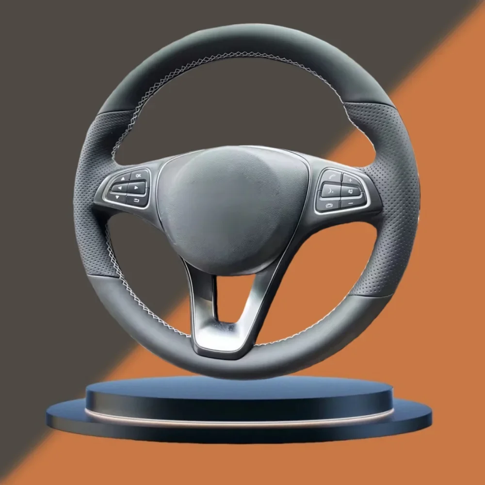 

For Mercedes-Benz C-Class, E-Class, GLC260, C200, E300, GLA, GLE and CLA Hand-Stitched Microfiber Leather Steering Wheel Covers