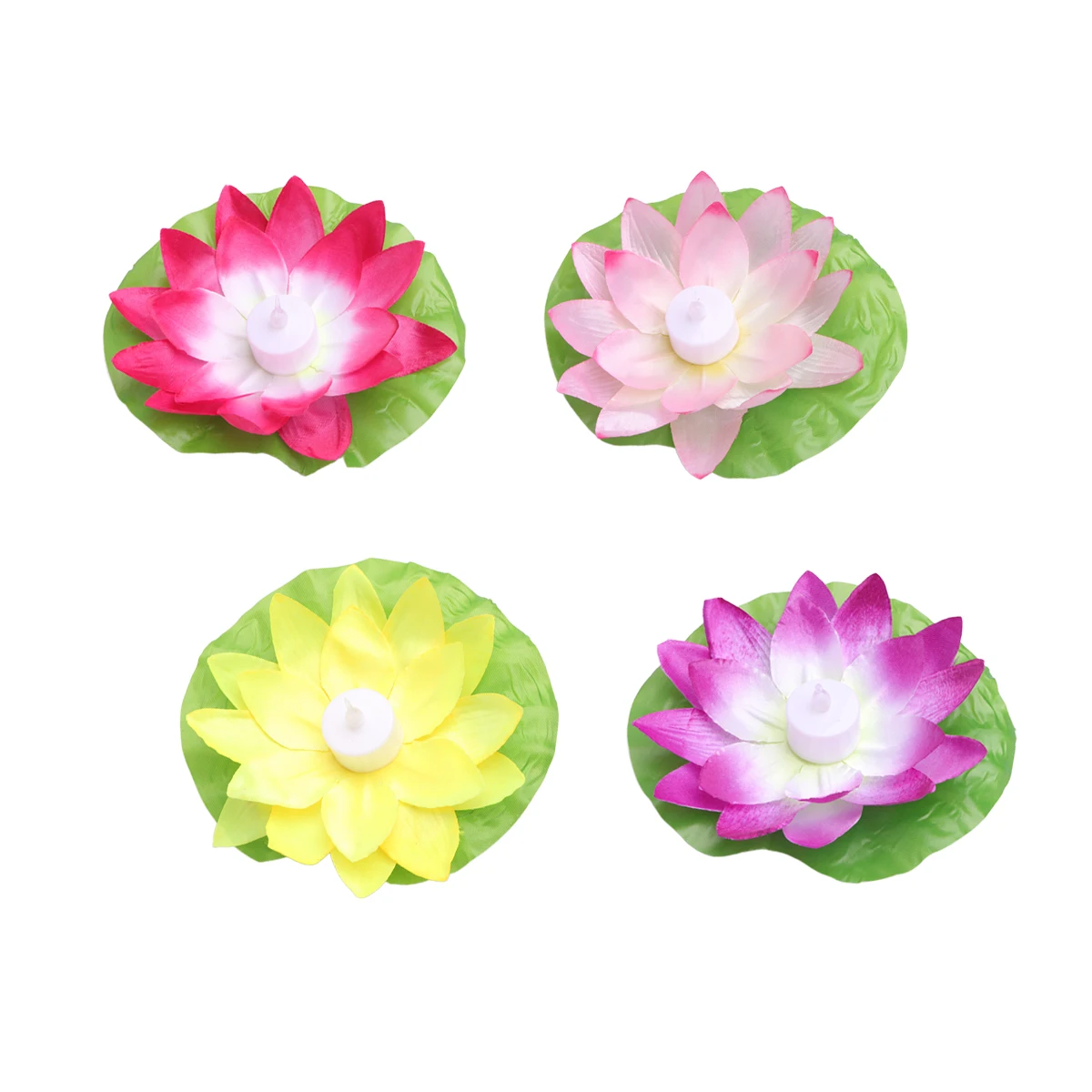 

4 Pcs LED Lotus Artificial Colorful Blessing Pond Decor Garden Supplies Events Lake