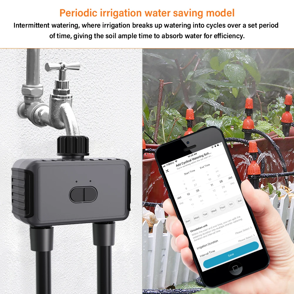 Tuya WIFI Smart Valve Automatic Water Timer Outdoor Farm Garden Intelligent Sprinkler Timer Work with Alexa and Google Assistant