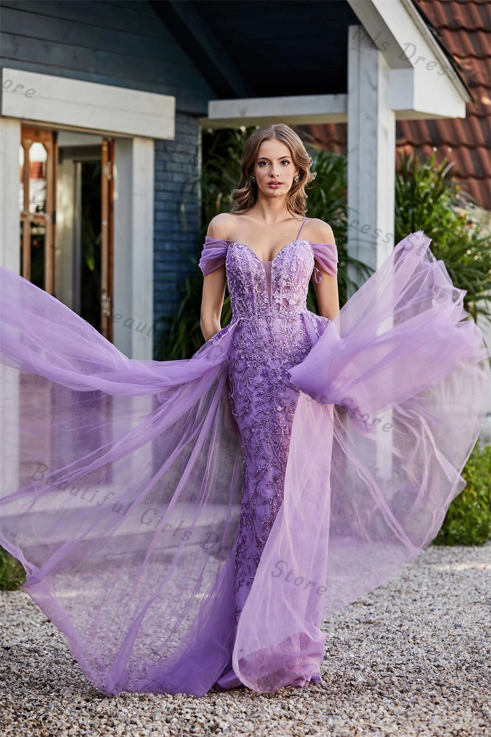 Vestidos de Noche de sirena con cuello en V, hombros descubiertos de tul, Apliques de encaje, sin mangas, corsé transparente, vestidos de graduación, vestidos de baile formales largos