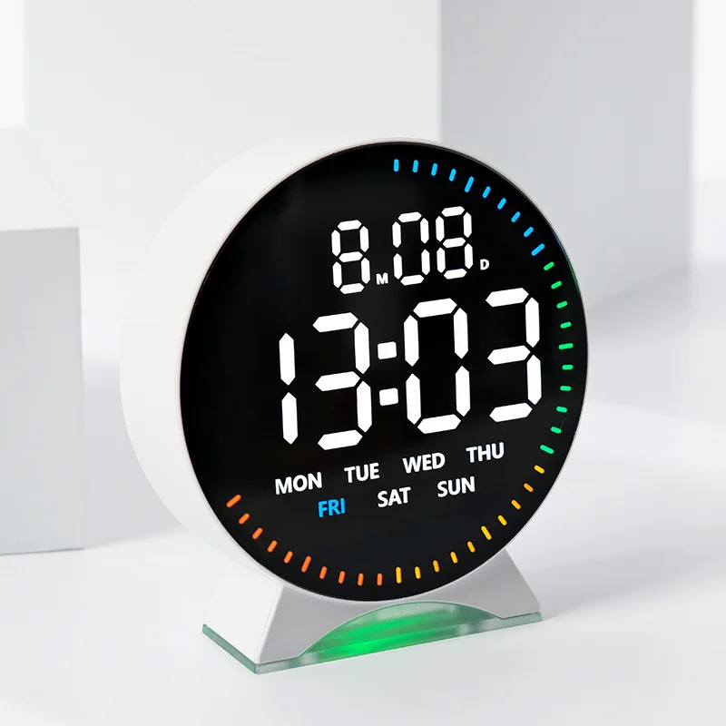 Digitaler Wecker mit Wochen- und Datumsanzeige, Sekundenzeiger, Stimmungslicht, Dual-Alarm, automatisch dimmbar, Schlummerfunktion, Tischuhr, 12/24H DST LED-Uhr – Detail 2