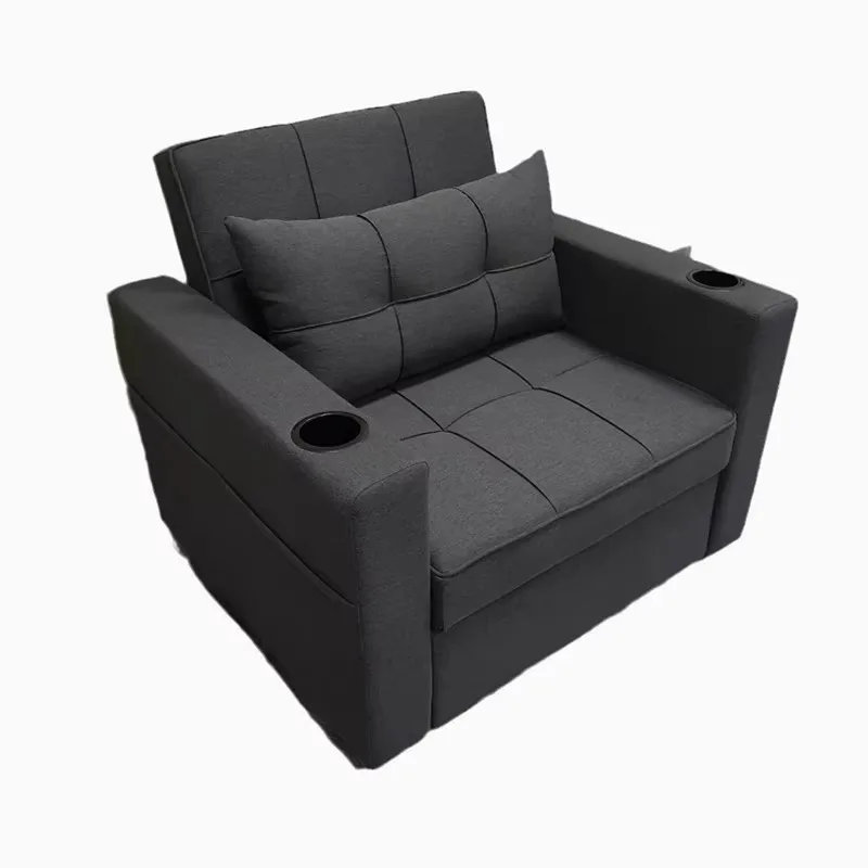 Customizable single sofa bed cup holder armrest folding office movie chair living room hotel bedroom use expandable function