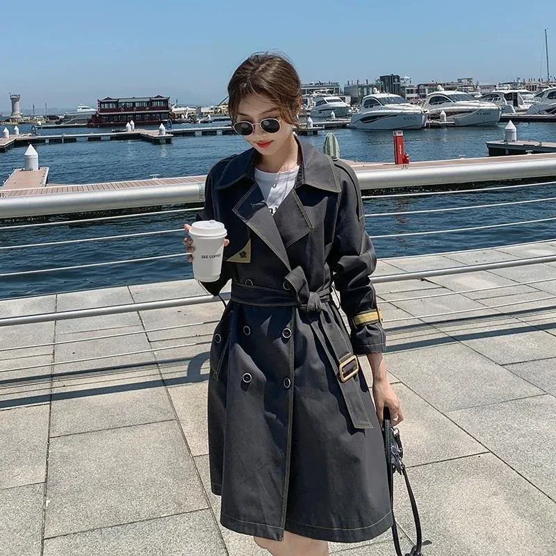 

Ladies' workwear trench coat mid-length loose and elegant casual overcoat for women