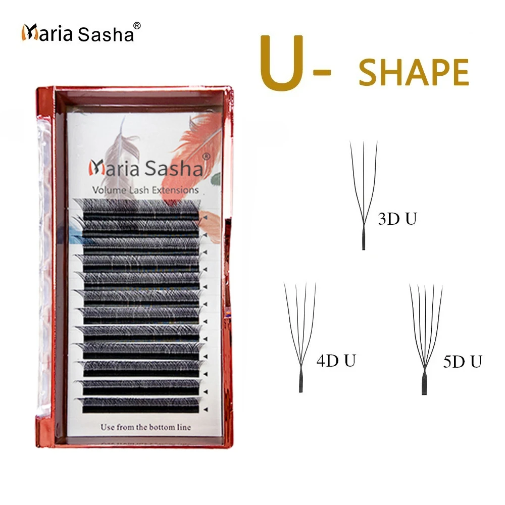 MARIA U3D U4D U5D W Eyelashes U Shape Eyelash Extensions Soft Lashes Makeup Mesh Volume Eyelash