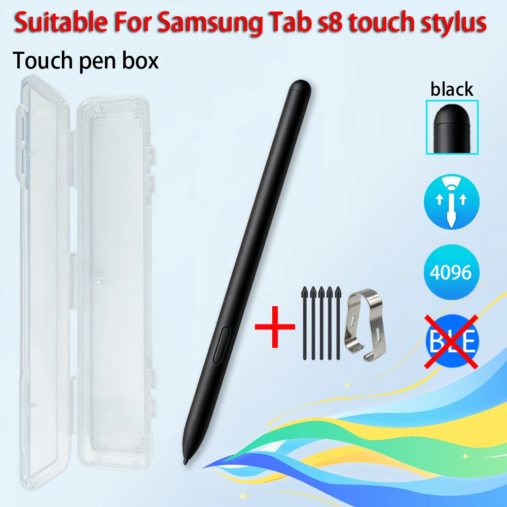 4096 Levels Pressure Sensitivity Stylus S Pen & Replacement Nibs For Samsung Galaxy Tab S8 S8+ For Basic Handwriting Screen Drag