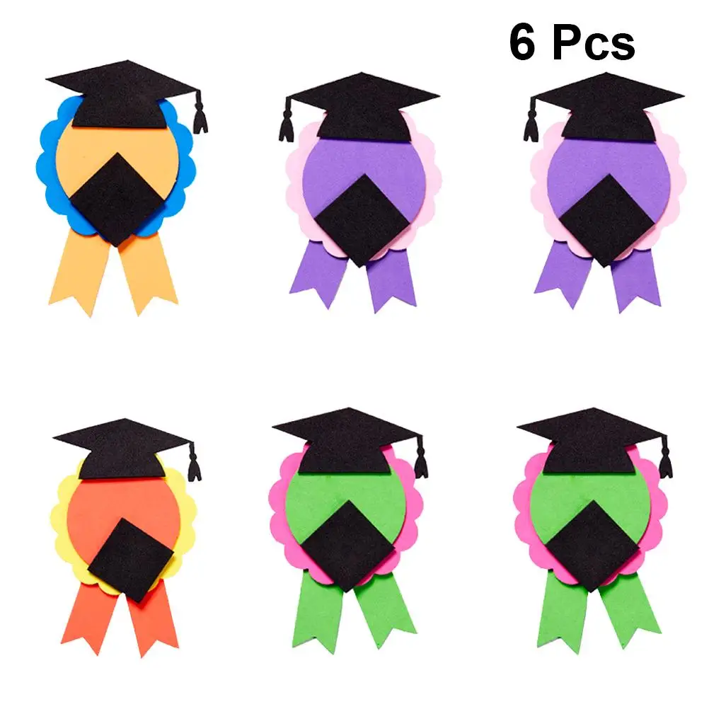 

6 Pcs Paper Graduation Medal Award Diy Craft Educational Tool Kids Creative Souvenir Kindergarten Activity Material Gift