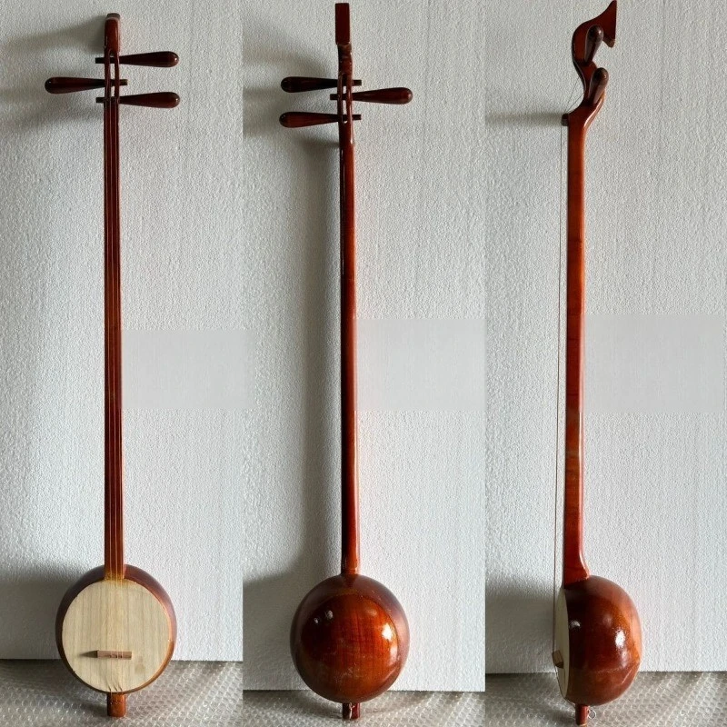 Wooden Sanxian Performance Prop Handmade Folk 3 Strings Props Dancing Stage Display Sanxian Decoration Chinese Ethnic Instrument