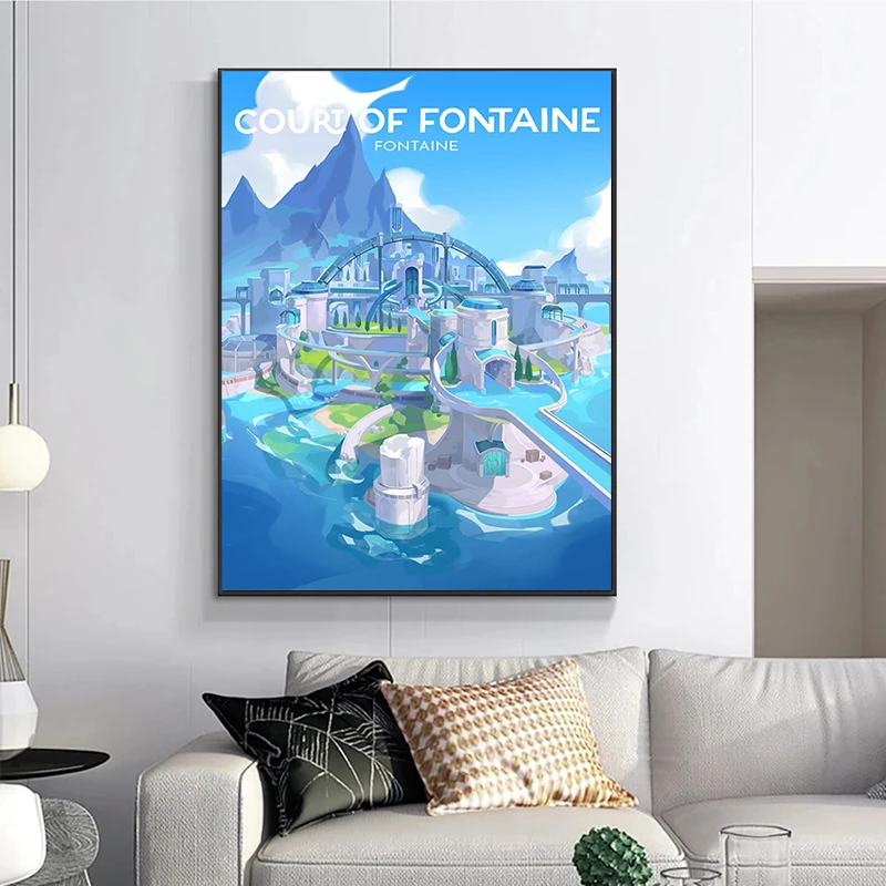 ملصقات المناظر الطبيعية لعبة تأثير Genshin ، طباعة قماش شعبية ، جدار الفن ، صورة اللوحة ، غرفة المعيشة ، غرفة النوم ، ديكور المنزل