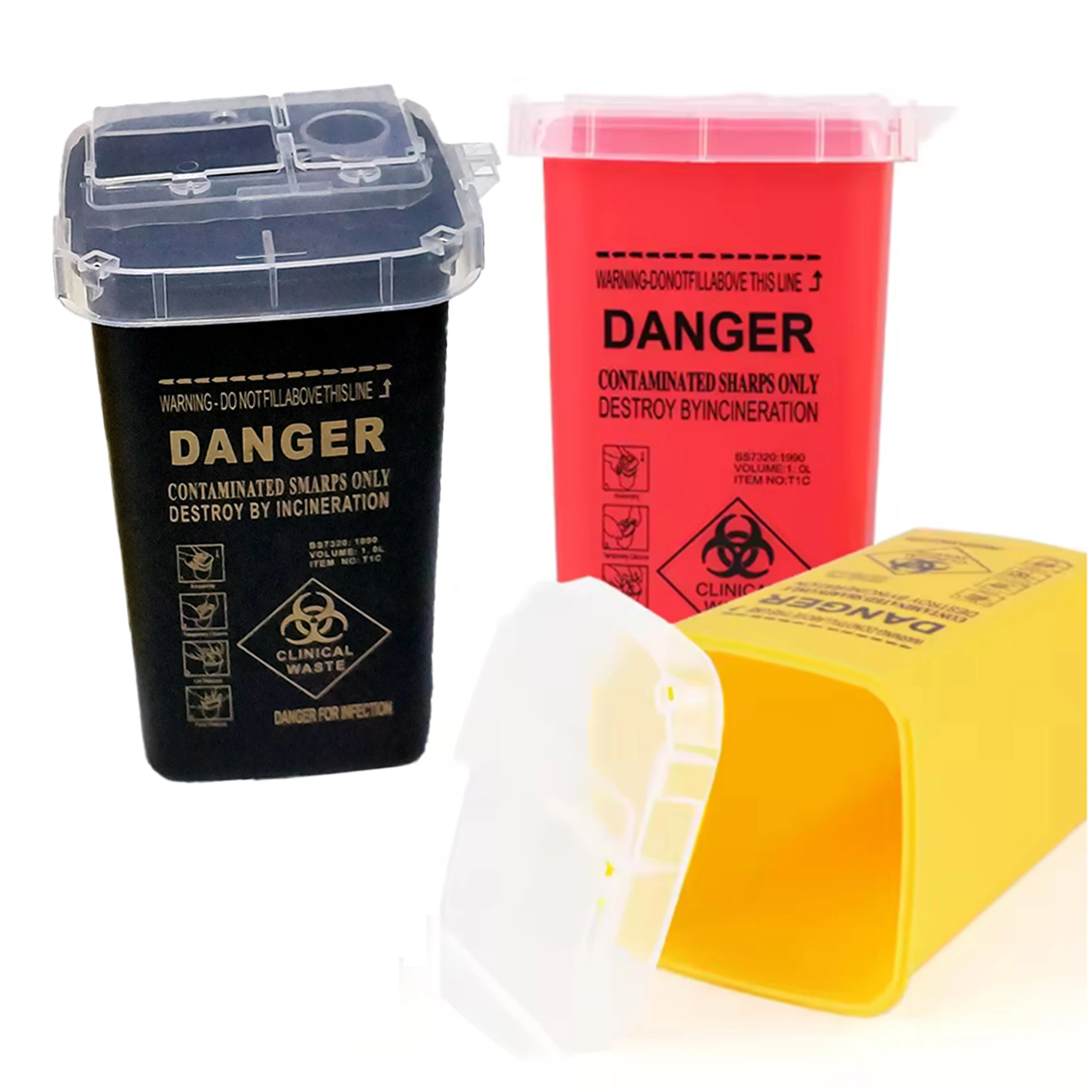 1L Tattoo Sharps Collection Bucket Eyebrow Trimmers Glass Fragments Storage Box Needle Disposing Sharps Plastic Container