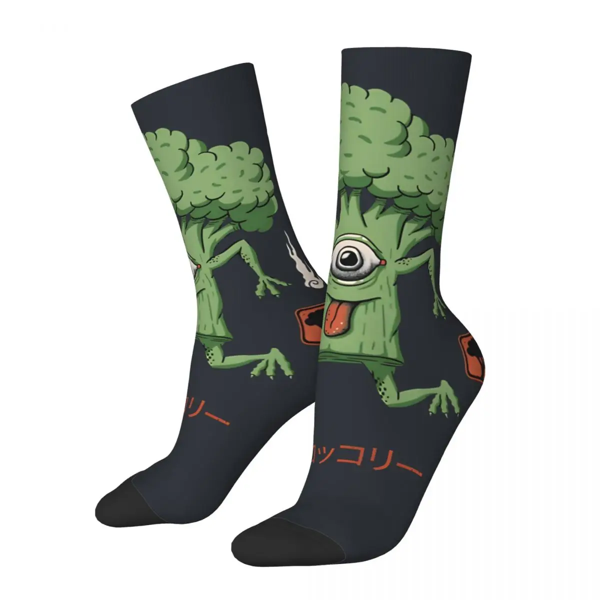 Crazy Yokai Broccoli graphic Sock for Men Harajuku Broccozilla Quality Pattern Printed Crew Sock official-website tops fugees