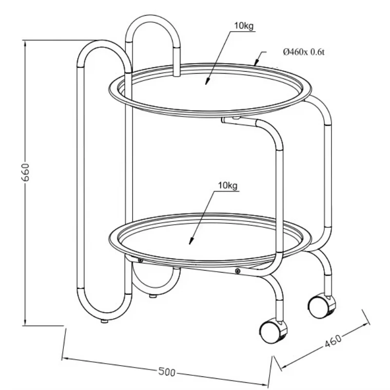 Multifunctional simple wrought iron round double-layer movable non-folding floor living room storage rack baking paint