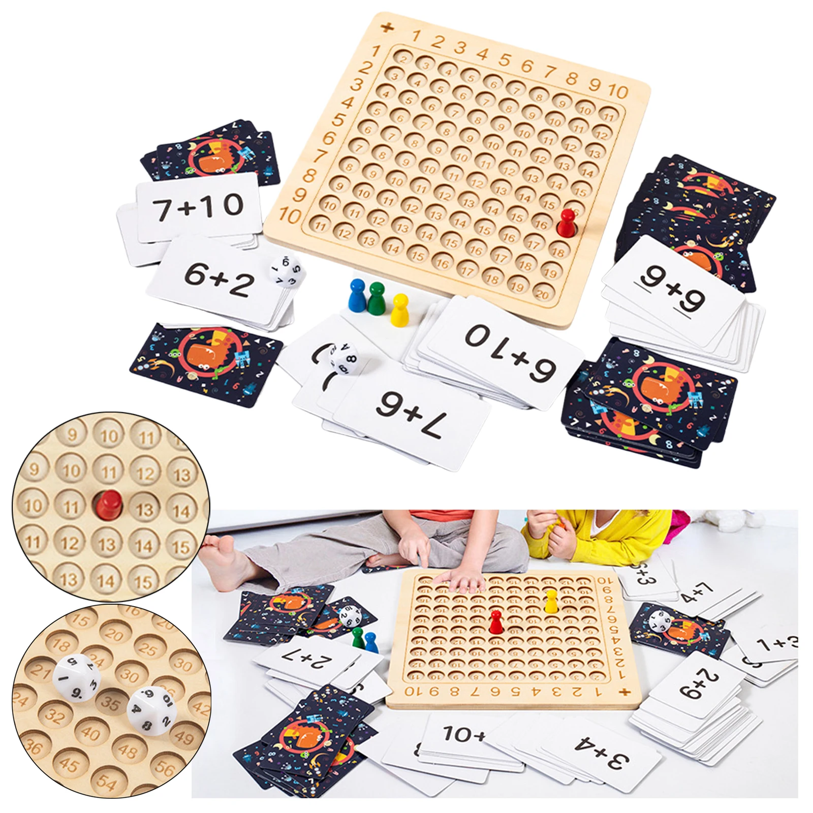 Educational Wooden Multiplication Board Additive Board Math Table Board Game Preschool Learning for Kids Children Gift