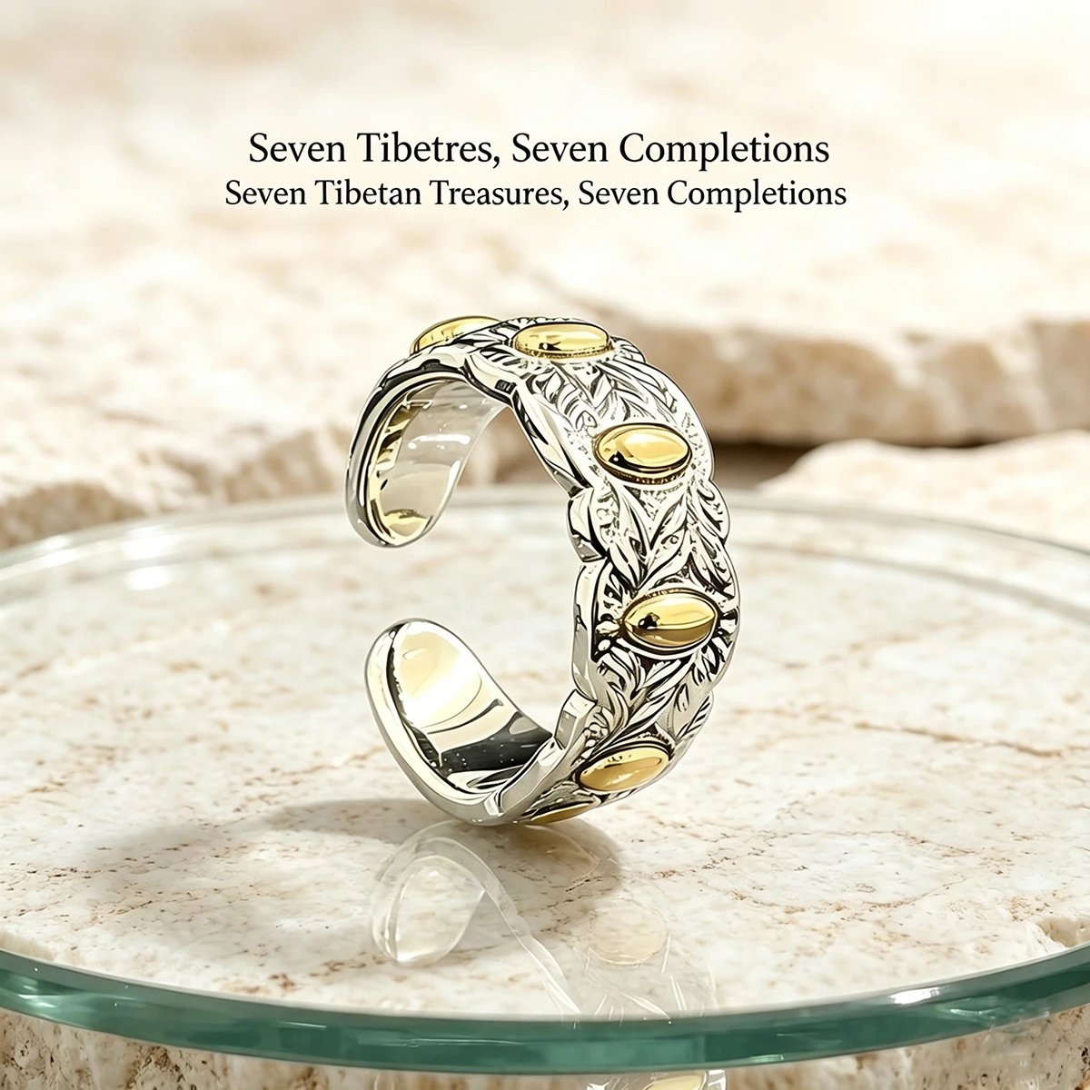 Big Dipper Seven Rice Grain Wheat Ear Adjustable Ring Retro Silver Gold Plated Feng Shui Wealth Luck Unisex Couple Fashion Jewel