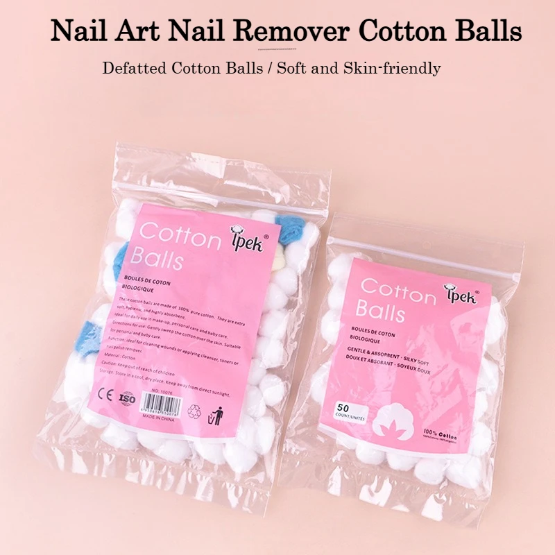 100-Piece Pure Bleached Cotton Balls for Nail Polish Remover & Makeup - Professional Salon Essential