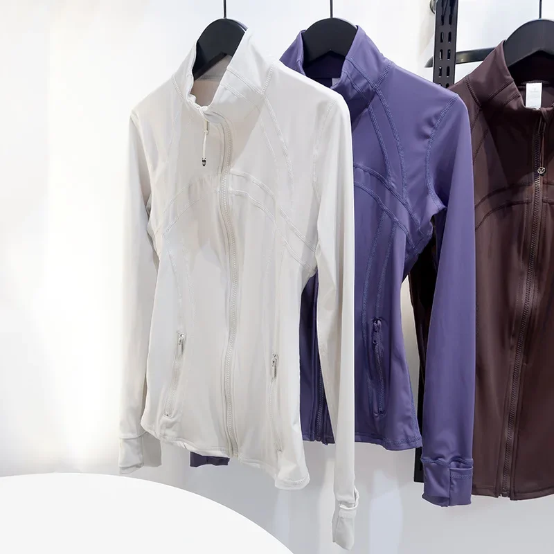 

LU-Third Generation Casual Sportswear Ladies' Yoga Clothes Soft Top Breathable Meshless Stand Collar Jacket Fitness Sportswear