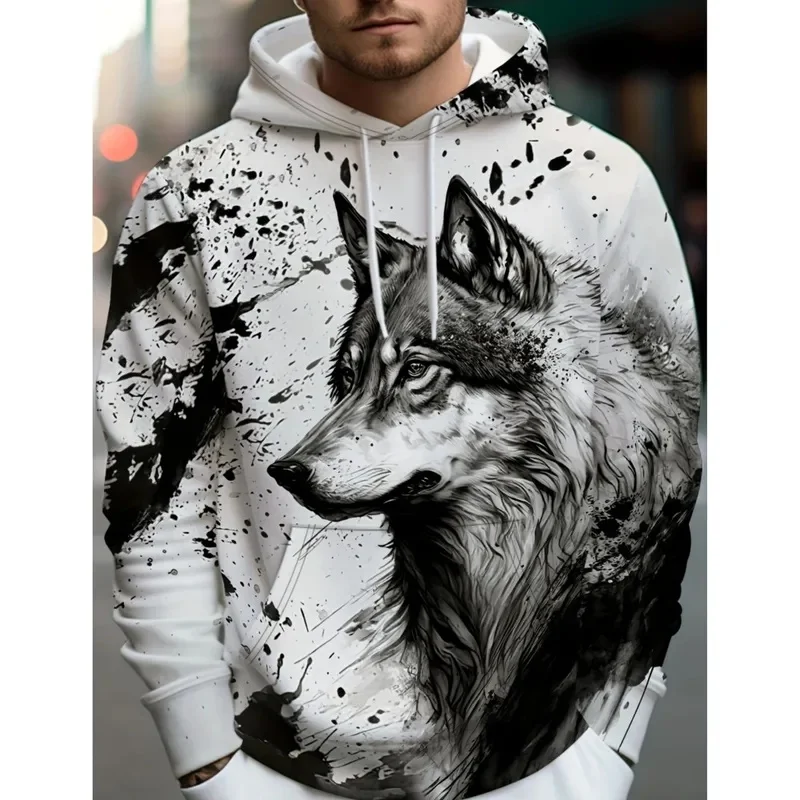 Animal Wolf Graphic Men's Fashion 3D Print Outdoor Hoodie Streetwear Hoodies Hooded Front Pocket Designer Hoodie Sweatshirt