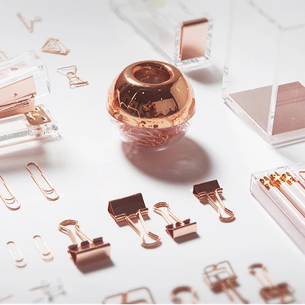 100 pces clipes de papel em ouro rosa magnético clip dispenser & 1pcs acrílico fita dispensador claro ouro rosa