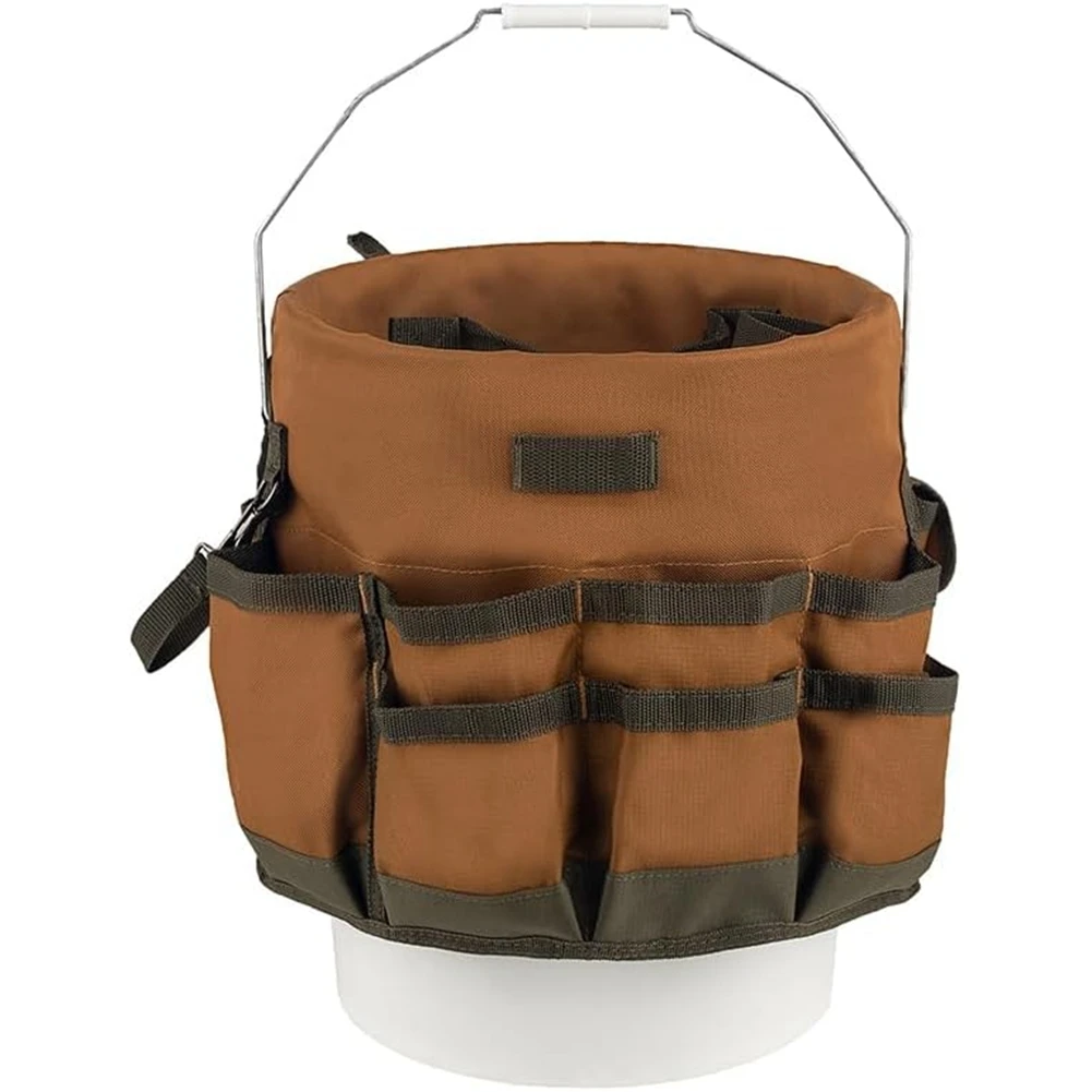 

RMWIN-Professional 5-Gallon Bucket Tool Organizer - Portable For Workshop, Garage & On-The-Go Use (Brown)