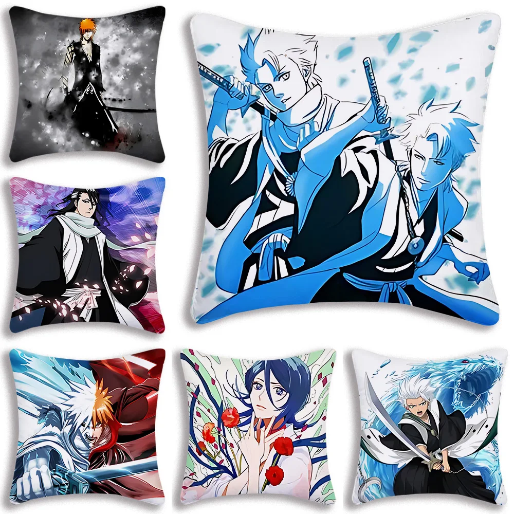 

Bleach Pillow Anime Covers Cartoon Sofa Decorative Home Double-sided Printing Short Plush Cute Cushion Cover