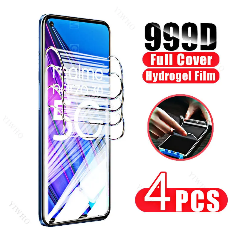 4Pcs Full Cover Front Back Hydrogel Film For Realme Narzo 30 5G Screen Protector For Realme RMX3242 Narzo305g  protective Safty