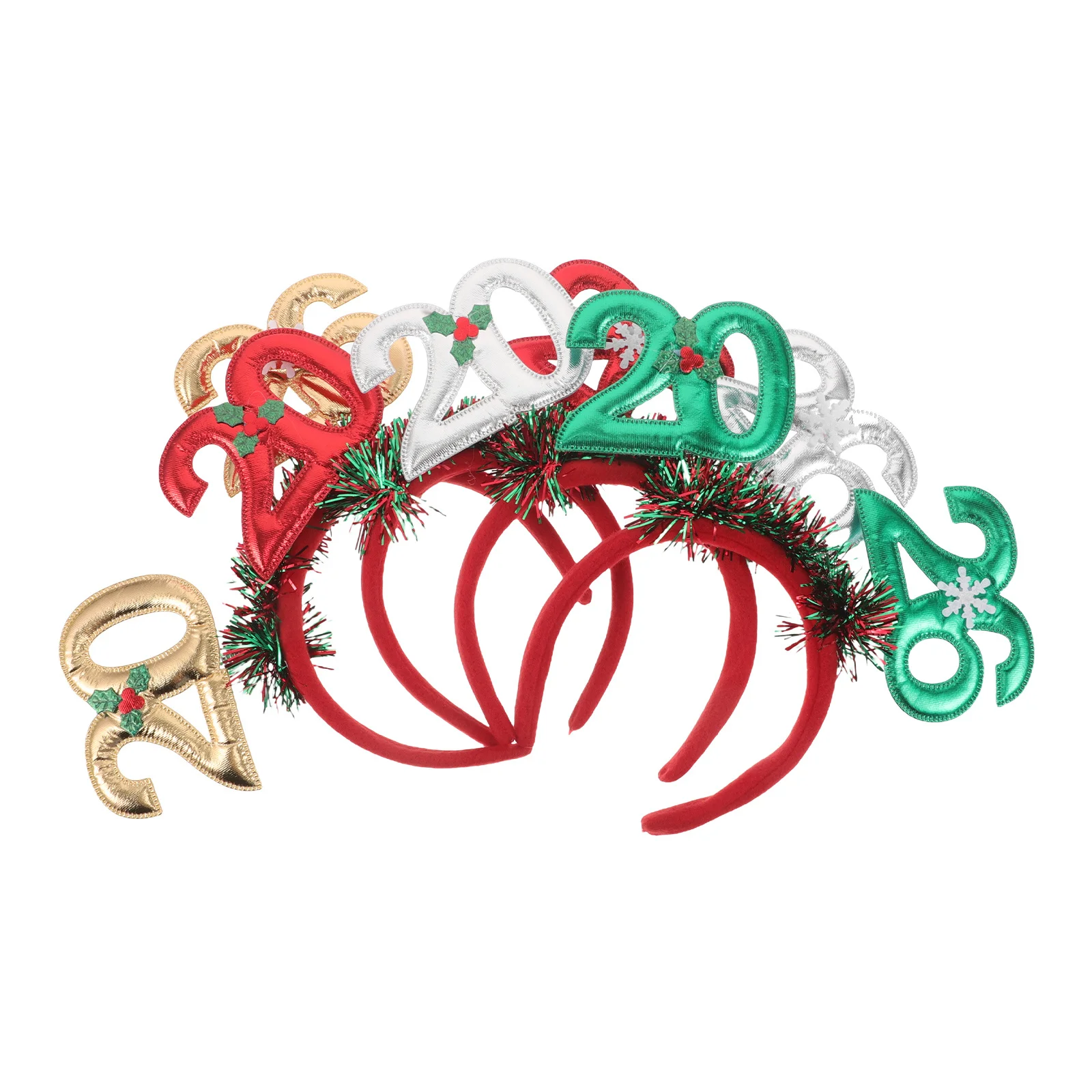 

4Pcs Happy New Year Headband 2026 - Sparkling Tinsel Hair Band for Party Decoration Photo Booth Props Celebration Event