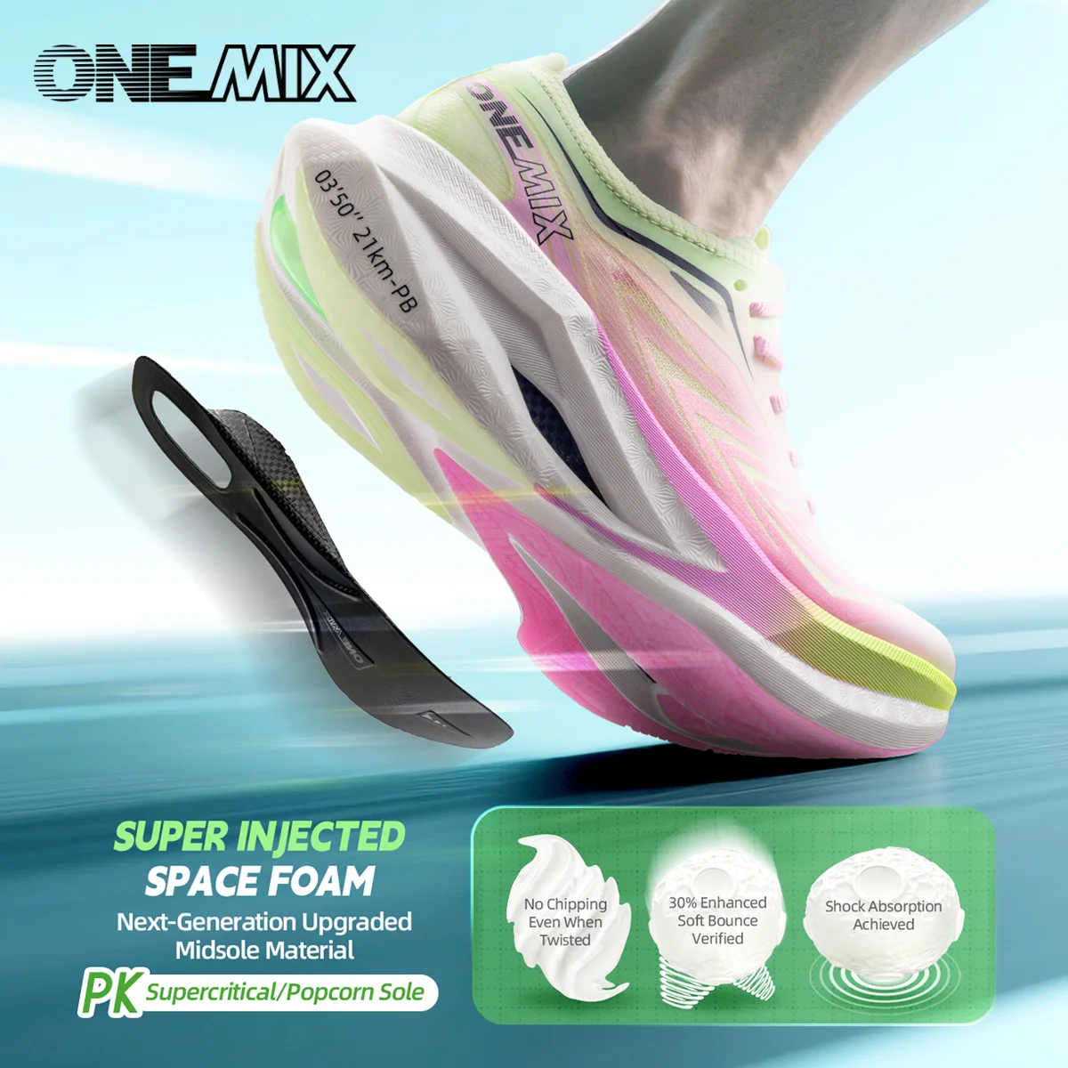 ONEMIX Men's Professional Marathon Racing Running Shoes Full-Length Carbon Plate Shock Absorbent Sports Sneakers for Training