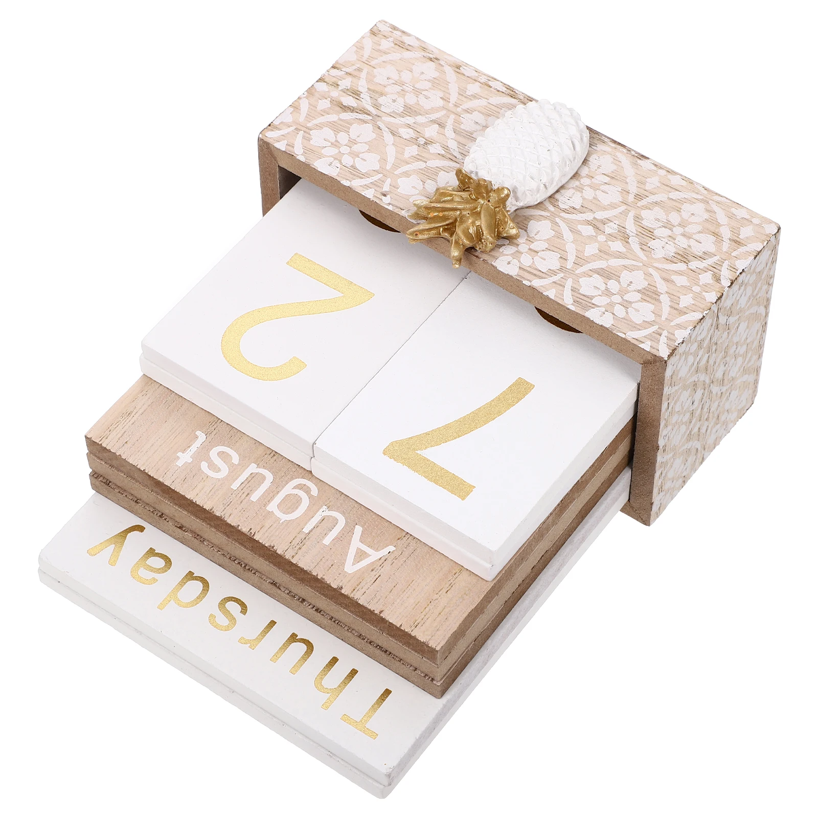 1 set calendario in legno ornamento calendario da tavolo creativo artigianale elegante decorazione da tavolo per ufficio domestico pratico ornamento in legno