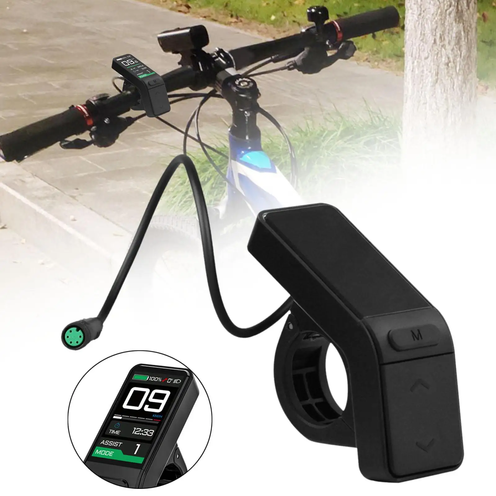 Electric Bike LCD Display Electric Bike Odometer Handlebar Mount IP65 Control Panel Mini Display Bike Computer for BBSHD