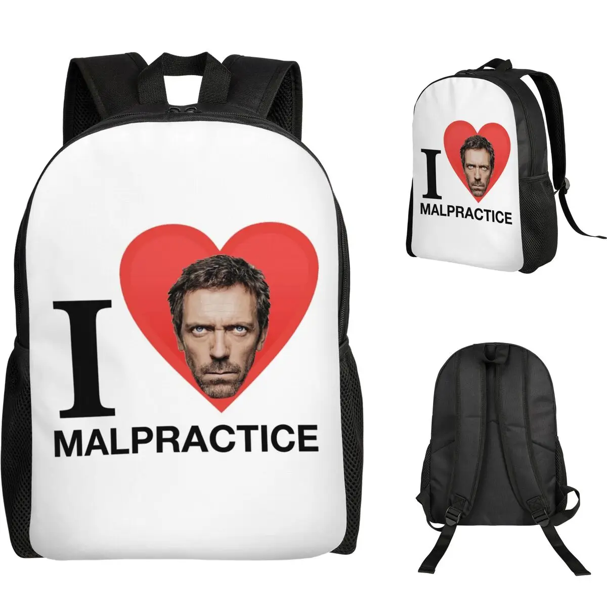 House MD Malpractice Enthusiast Merch Student Backpack School Bag Hiking Travel Daypack for Boys Girls Bookbag Shoulder Bags