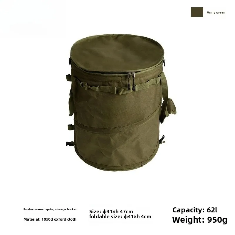 Outdoor camping folding trash can, picnic portable sundries dirty laundry basket multi-functional storage drum
