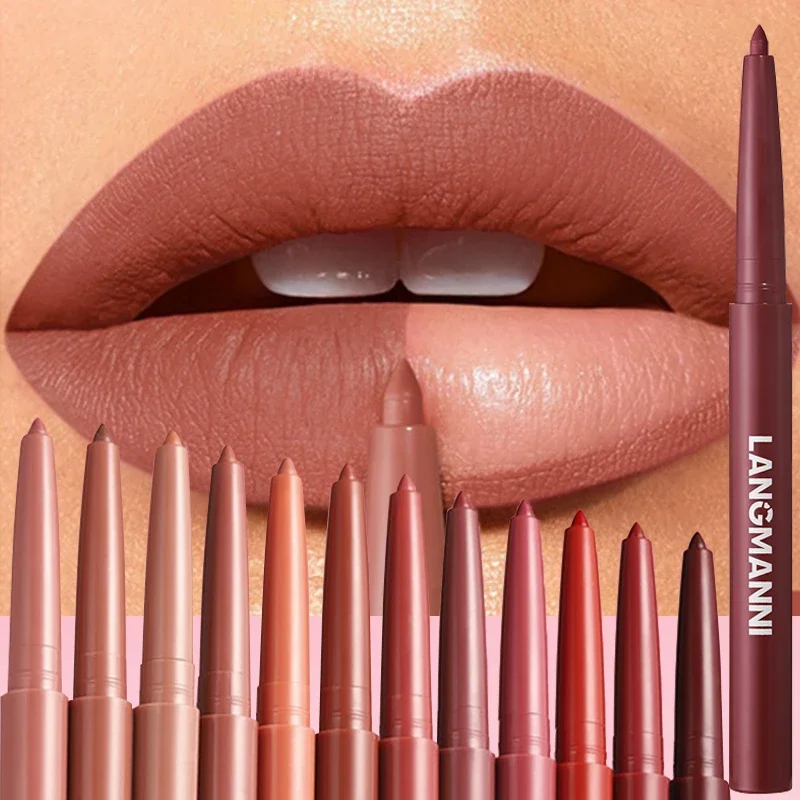 Tapered Slim Lip Liner Pencil Natural Nude Velvet Matte Lipstick Lasting Waterproof Color Rendering Lip Pencil Contour Makeup