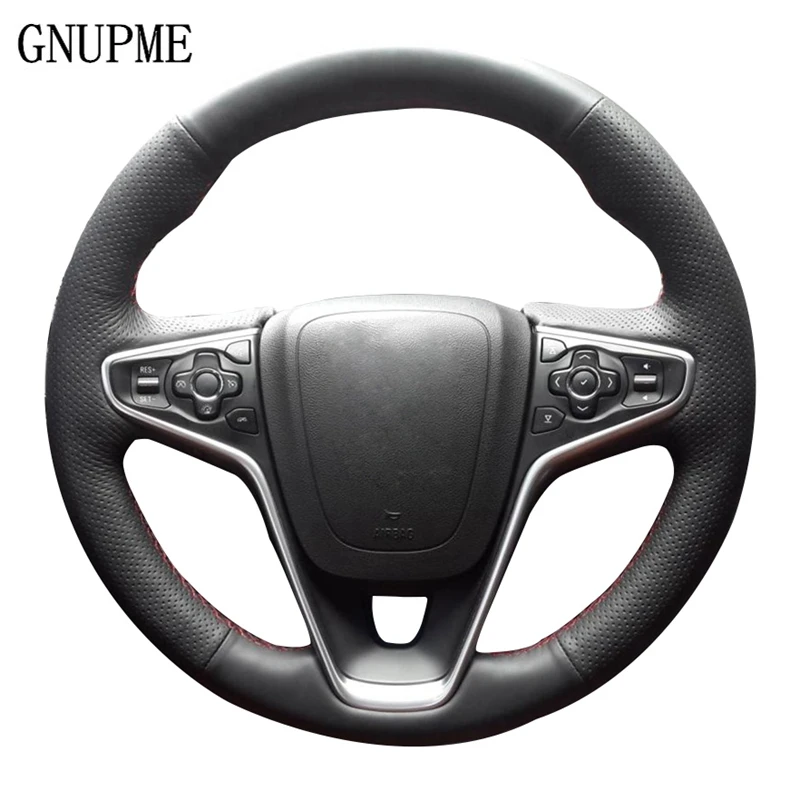 DIY Black Artificial Leather Steering Wheel Cover for Buick Regal Opel Insignia 2014 2015 Braided on the steering wheel