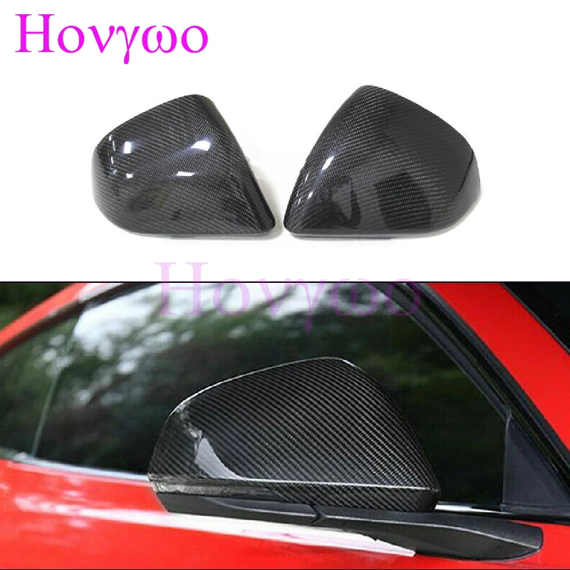 RHD Dry Carbon Fiber RearView Mirror Cover Side caps Add On Style For Ford Mustang 2014UP