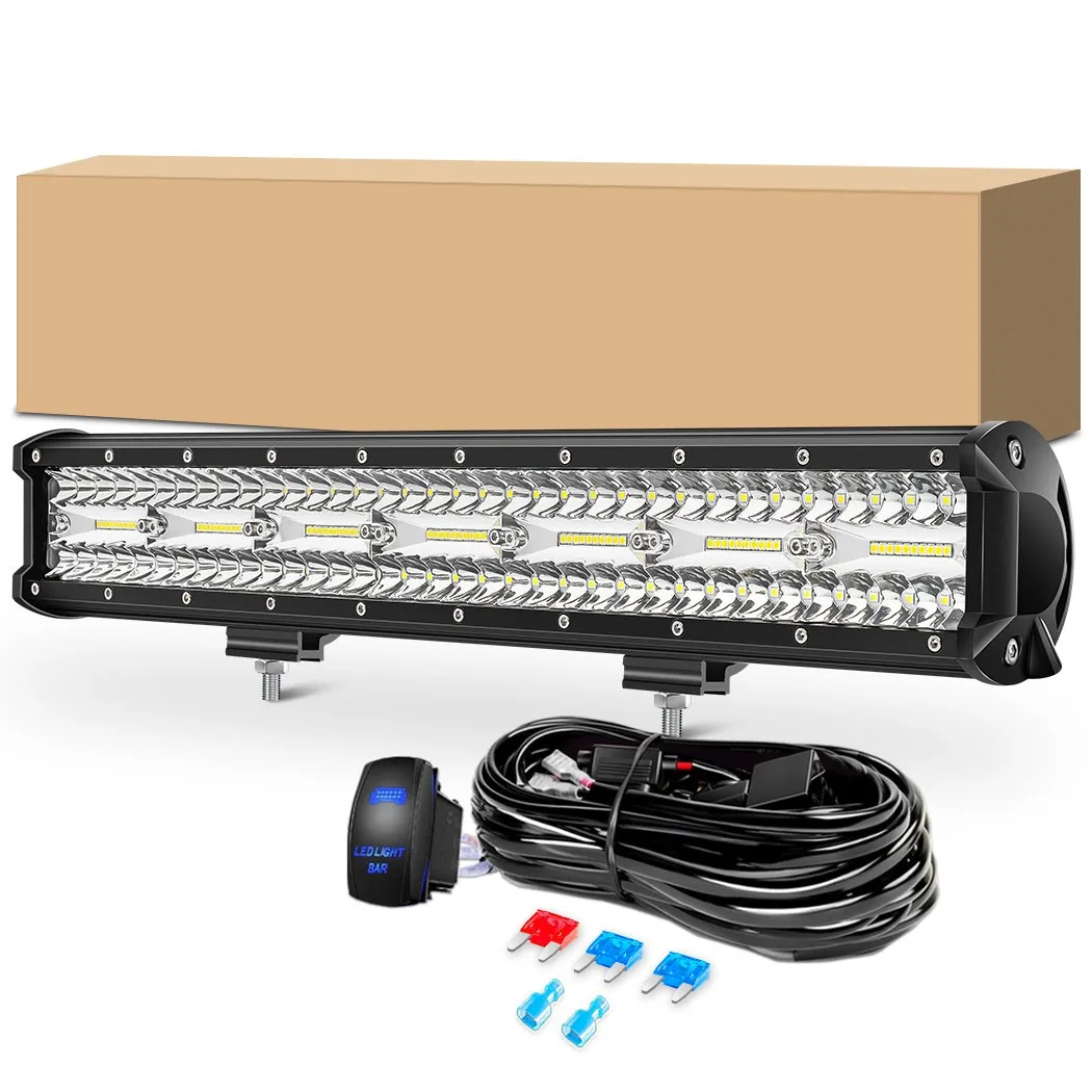 

20-дюймовая светодиодная панель Spot Flood Combo Beam Off road Светодиодный рабочий фонарь с комплектом жгутов проводов для Jeep Off-Road Vehicle 4x4 ATV UTV