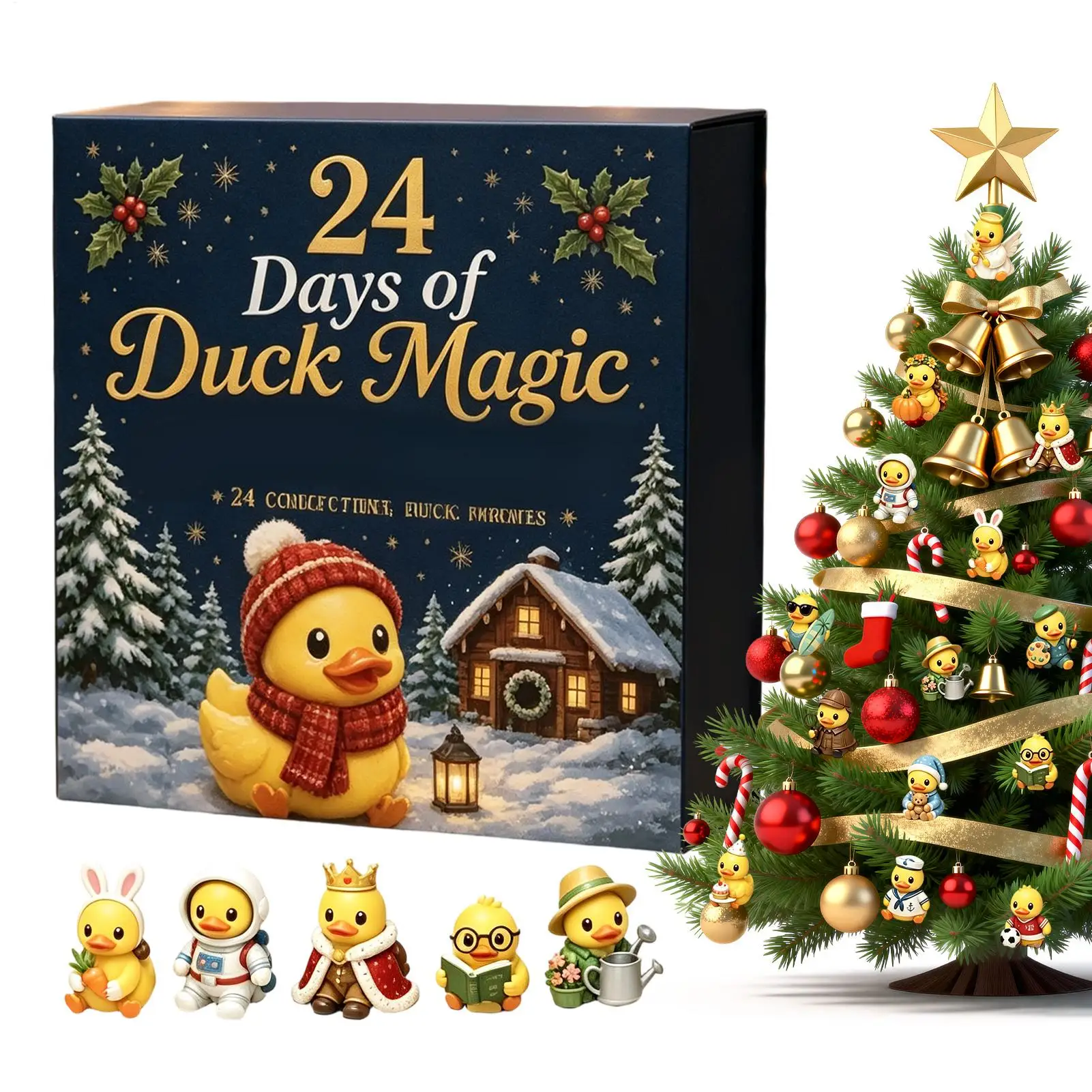 Mini Duck Christmas Advent Calendar 24 Days Cute Funny Duck Decor Calendar Christmas Countdown Box For Kids Teen Adults